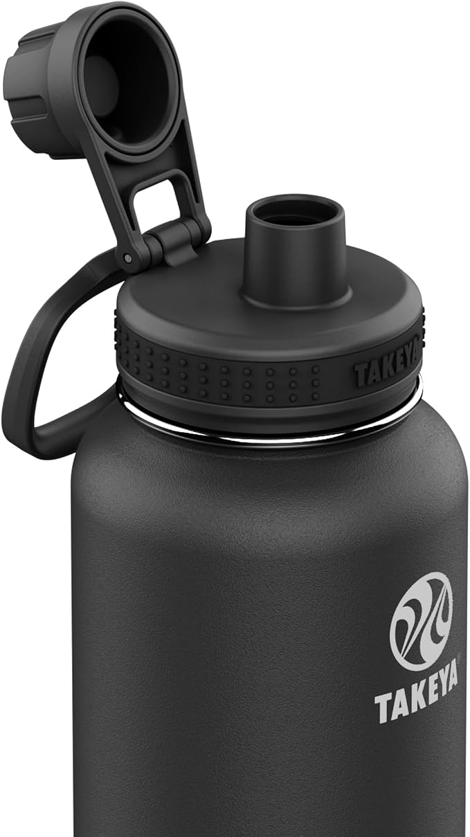 Takeya Actives Insulated Stainless Water Bottle with Insulated Spout Lid, 32oz, Onyx