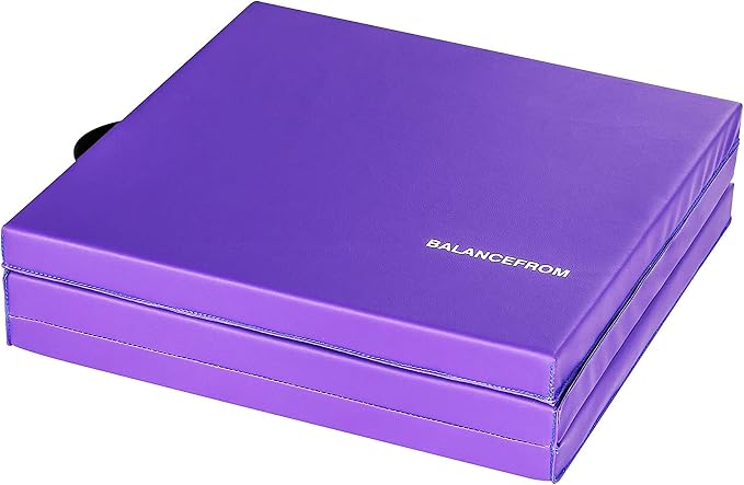 BalanceFrom 6x2 Feet 3-Panel Folding Gymnastics Mat – 2-Inch Thick Pad with Vinyl Surface and Carrying Handles for Tumbling, Yoga, Pilates, Home Workouts, and Martial Arts