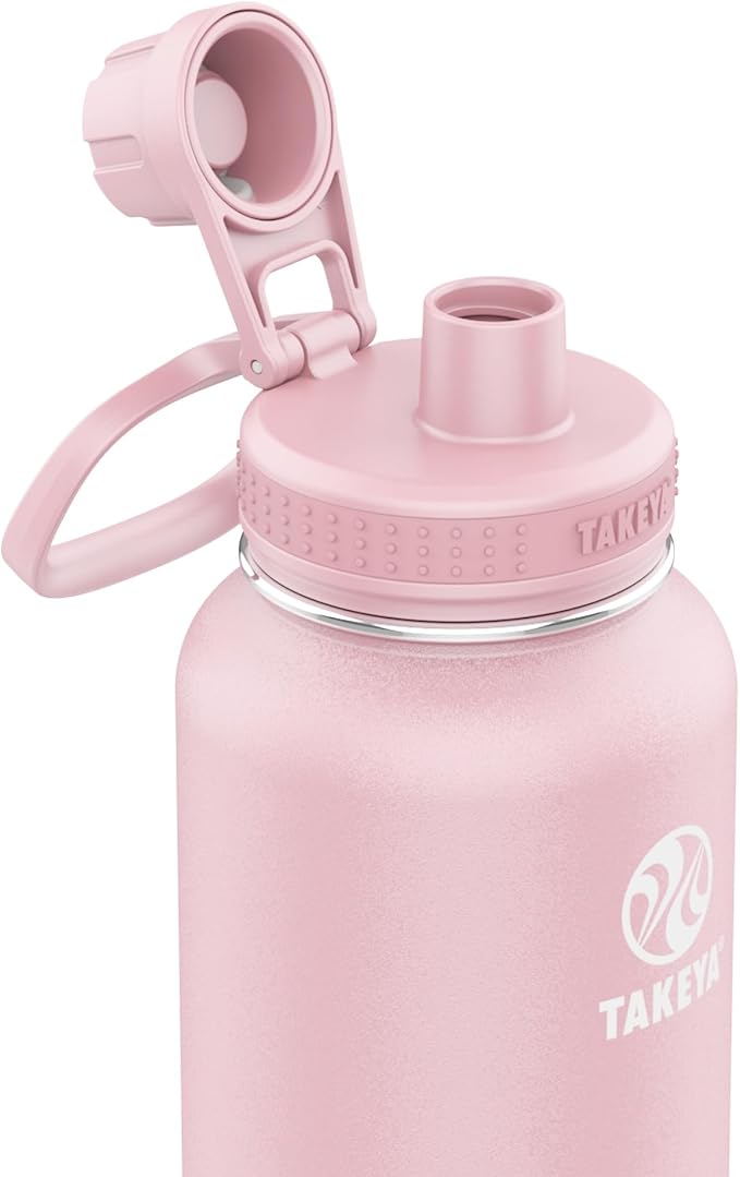 Takeya - 51012 Takeya Actives Insulated Stainless Steel Water Bottle with Spout Lid, 40 oz, Blush