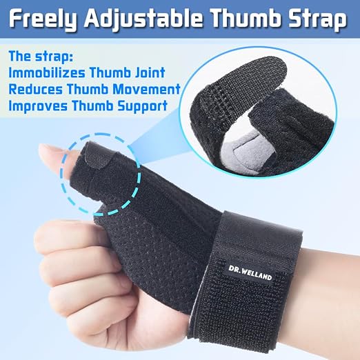 Reversible Thumb & Wrist Stabilizer splint for BlackBerry Thumb, Trigger Finger, Pain Relief, Arthritis, Tendonitis, Sprained and Carpal Tunnel Supporting, Lightweight and Breathable L/XL