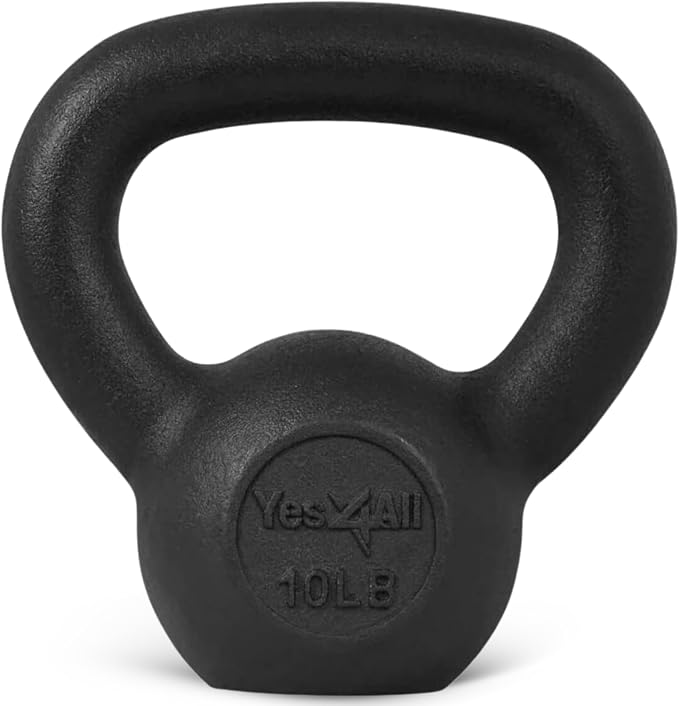 Yes4All Cast Iron Kettlebell, Strength Training Kettlebells 5-80 Lb (5,10,15,20,25,30,35,40,45,50,60,70,80 Lb) for Full Body Workout, Push up, Strength Training - Single & Kettlebell Set of 2 for Men