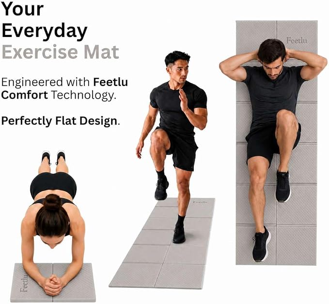 Foldable Yoga Mat, 6mm Thick, 72L x 24W Inch, Lightweight, Anti-Slip, and Easy to Store – Perfect for Travel, Yoga, Pilates, Home Workouts, and Floor Exercises
