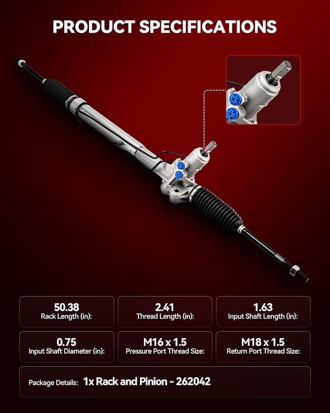Torchbeam Power Steering Rack & Pinion Assembly Fit for 2004 2005 2006 GTO, Hydraulic System Steering, Replaces OEM 26-2042
