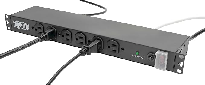 Tripp Lite 14-Outlet Rack Mount Surge Protector Power Strip PDU, 15A, 120V, 3000 Joules, 15ft Cord with 5-15P Plug, 1U Horizontal Rack Mount, Lifetime Manufacturer's Warranty (DRS-1215)