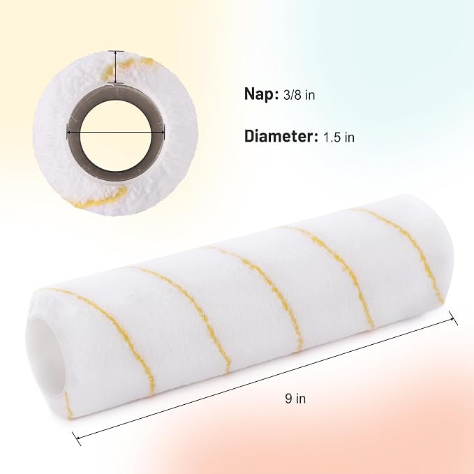 ValueMax 7PCS House Paint Roller Kit, 9" Extendable Roller Frame with 6 Microfiber Replacement Covers 1/2" Nap, Adjustable 18"-36" Painting Tool for Walls, Ceilings, Floor, Furniture | 6 Microfiber Roller Covers, 3/8" Nap Thickness, Adjustable 18"- 36"...