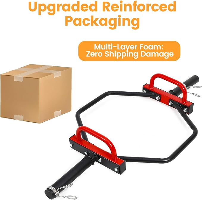 Olympic Trap Bar, Hex Deadlift Bar for 2 Inch Weight Plates, Heavy Duty Shrug Barbell with Raised Handles, 750 lbs Max Capacity Strength Training Equipment for Men, Women and Beginners