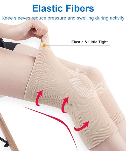 1 Pair Knee Compression Sleeves for Women & Men, Lightweight Thin Knee Sleeves for Knee Pain Relief, Knee Warmers Knee Brace Undersleeve Dancer Knee Pads, Knee Brace for Women Daily Use, Vendas Para Rodillas (Black, Medium)