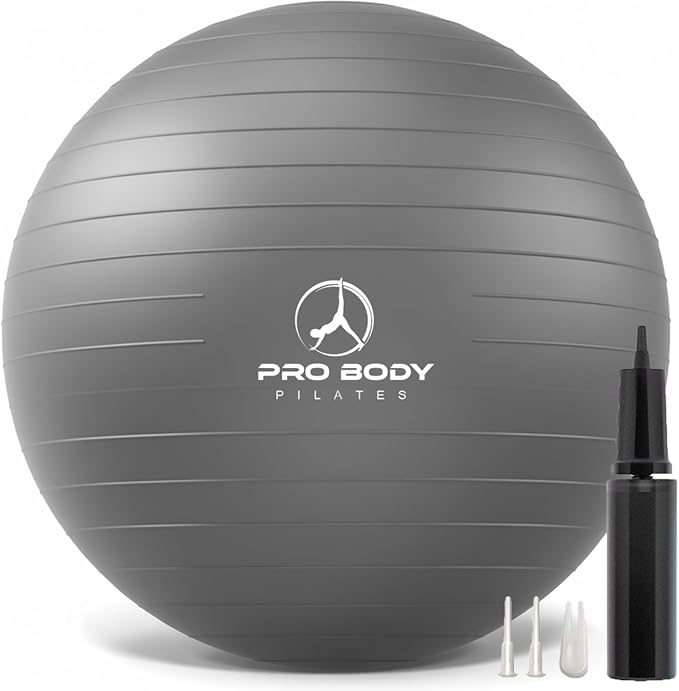 ProBody Pilates Yoga Ball - Vibrant Colors Exercise Ball | 880 lb Load, CA 10P Cert, BPA/Latex/Phthalate-free, PT & Prenatal Use, Recommended by OBs, Pump, Stability Ball