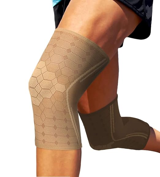 Sparthos Knee Brace for Men, Knee Compression Sleeve for Women - Beige-XL
