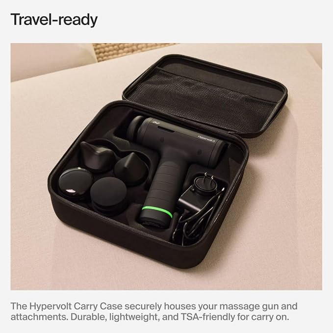 Hyperice Hypervolt 3 Percussion Massage Gun Heated Head Premium Carry Case | Loosen Tight Muscles | Five Speed Control Settings | Quiet Performance | Heated Head | Pressure Sensor Tech | 4 Hour Battery
