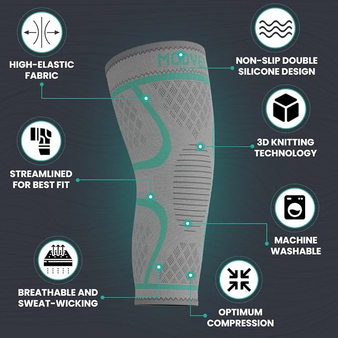 Modvel Compression Knee Brace for Women & Men - 2 Pack Knee Brace for Women Running Knee Pain, Knee Support Compression Sleeve, Workout Sports Knee Braces for Meniscus Tear ACL & Arthritis Pain Relief