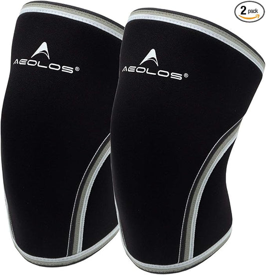 AEOLOS Knee Sleeves (1 Pair)，7mm Compression Knee Braces for Heavy-Lifting,Squats,Gym and Other Sports (Medium, Black)