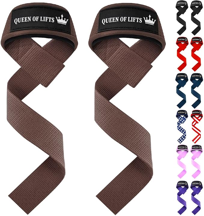 TECEUM Neoprene Padded Cotton Lifting Straps for Weightlifting, 1 Pair