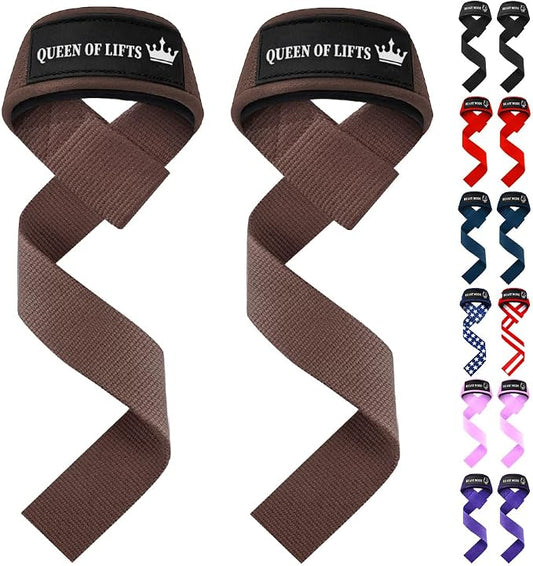 TECEUM Neoprene Padded Cotton Lifting Straps for Weightlifting, 1 Pair