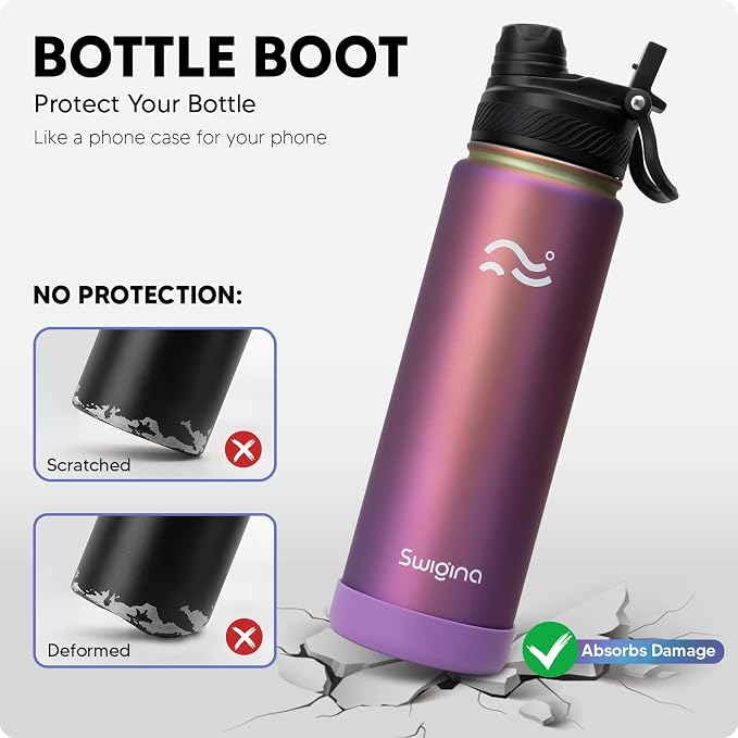 Swigina Insulated Water Bottle with Boot (Keep 36hrs Cold) BPA Free, 24 oz