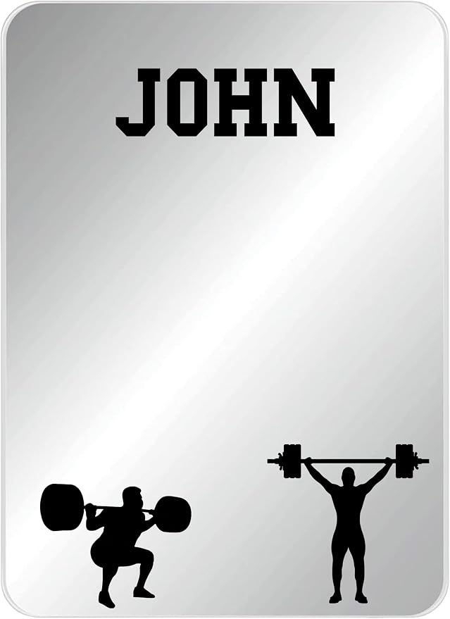 Personalized Sports Player Fan Team Club Locker Mirror Magnet – Back to School Decor, Colorful Magnetic Organizer Accessory for Gym, Home, Office & Refrigerator (Weightlifting Male)