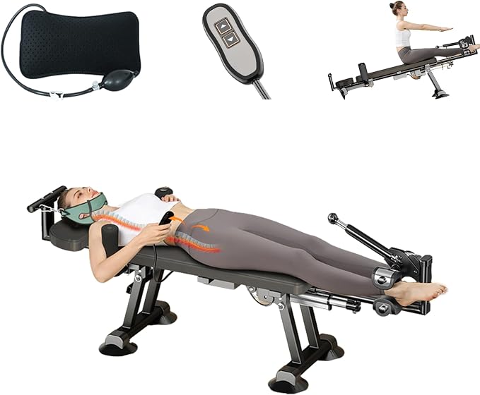 Fitness Full Body Traction Table, Massage Cervical Traction Bench & Lumbar Traction Bed, Home Stretch Decompression Machine for Tension Relief, Lumbar Stretching