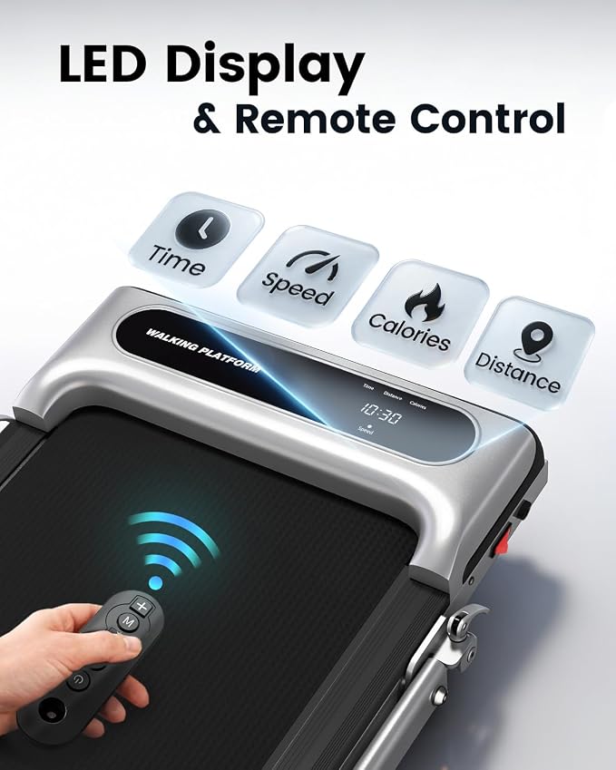 Yagud Walking Pad, Walking Pad Treadmill for Home Office, Portable Under Desk Treadmill with Remote Control and LED Display, Walking Jogging Running Machine