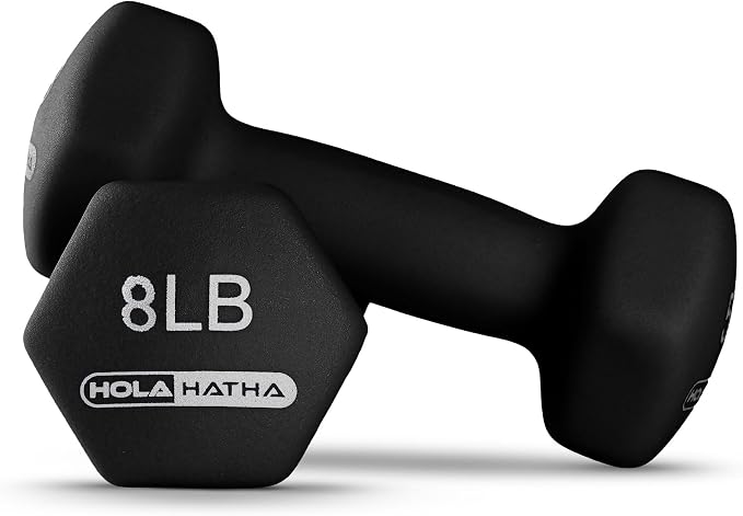 HolaHatha 1, 2 and 3 lb Neoprene Dumbbell Strength Training Weight Set with Rack