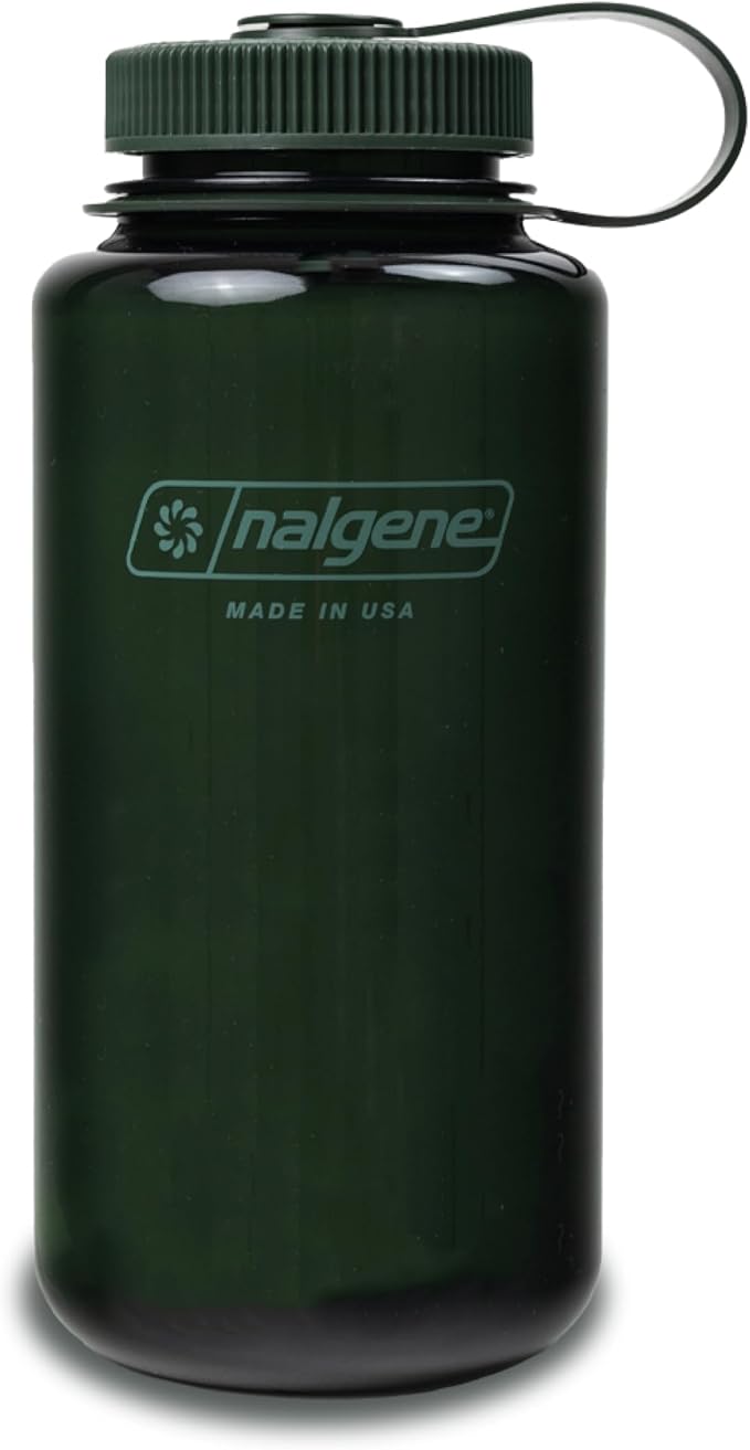 Nalgene 32 oz Wide Mouth Water Bottle, Jade | BPA-Free, Durable & Lightweight, Leak Proof, Dishwasher Safe, Large Reusable Plastic Bottle for Hiking, Gym, Work & Travel