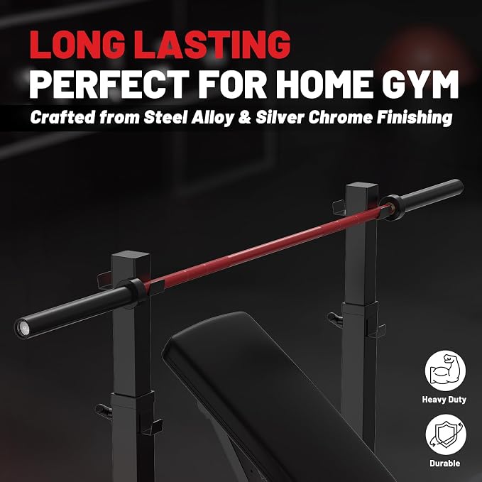 PAPABABE 7ft Barbell 45lb Olympic Barbell 1000/1500lbs Capacity Home Gym | 7ft 45lb 2" Olympic Barbell, 1000/1500lbs Capacity, Hybrid Needle Bearings & Bushings for Squat Curl Deadlift