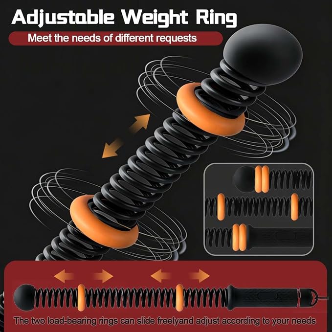 Weighted Ropeless Battle Rope for Home Gym, Workout Exercise Rope for Strength Building, HIIT and Low-Impact Aerobic Training for Men & Women Black