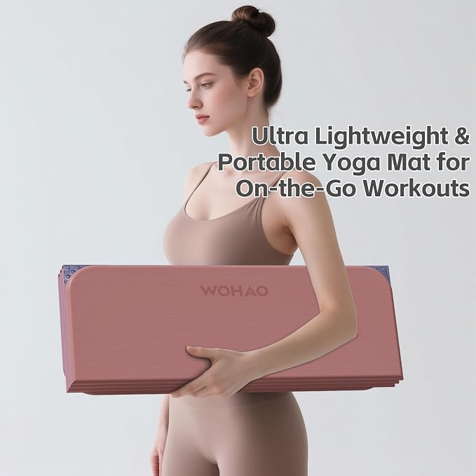 7-Fold Yoga Mat 70"x24" - 1/2 Inch Thick | Folding Exercise Mat, Compact Non-Slip TPE Mat, For Travel, Storage, Yoga & Home Gym, Lightweight & Portable