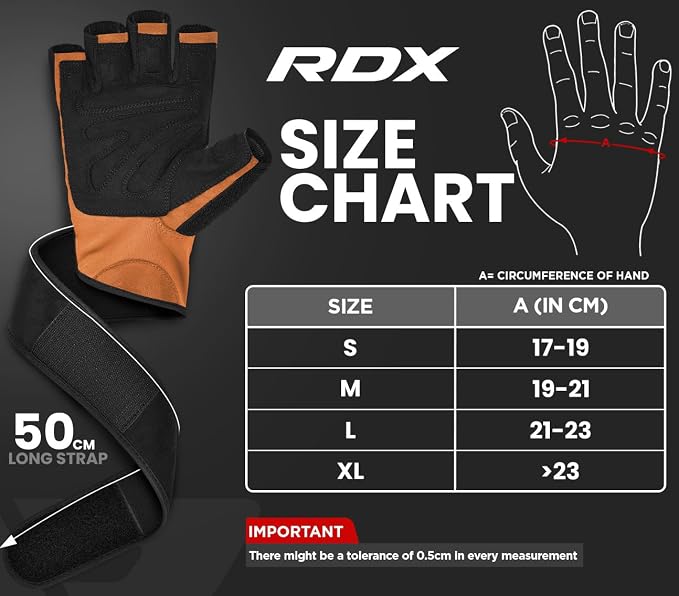 RDX Weight Lifting Workout Gloves with Wrist Support, 50 CM Long Wrist Straps, Anti Slip Padded Palm, Breathable Gym Grip for Fitness Training Powerlifting, Men Women Bodybuilding Exercise