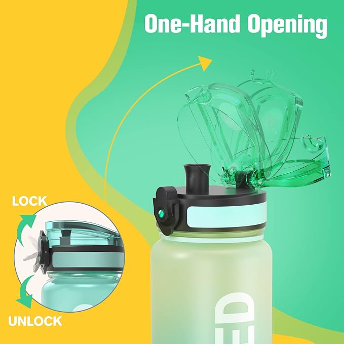 Sahara Sailor Water Bottle 25oz, Tritan Sports Bottle with Time Marker | Bpa Free, Leakproof Wide Mouth With Fast Flow Lid And Cleaning Brush, For Gym School Office Travel, 1 Count