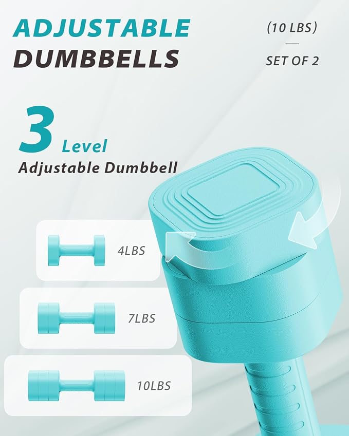 Ragebby Adjustable Dumbbell Set of 2, Weights for Men and Women at Home | Anti-slip Handle, Weights Dumbbells Set, 2lb/3lb/5lb/10lb/15lb/20lb for Pilates, Yoga, Strength Training