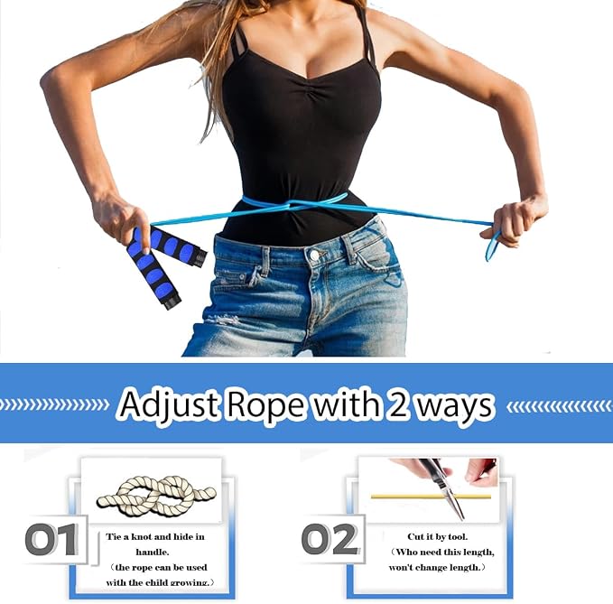 Jump Rope, Jump Ropes for Kids, 2 Pack Kids Jump Rope Lightweight &Adjustable &Durable jumping rope for Fitness-Speed Jump Rope for Women Men Youth, Foam Grips Handles for, Workout