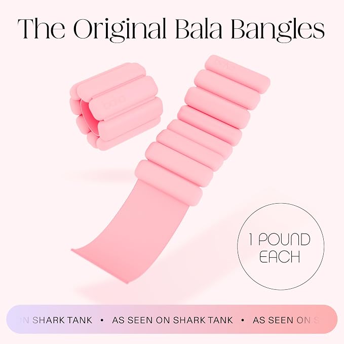 Bala Bangles Wrist & Ankle Weights for Women & Men, Home Gym Equipment | Adjustable Weighted Bands for Arm & Legs Workouts - Pilates, Yoga, Walking, Barre, & Strength Training Exercise