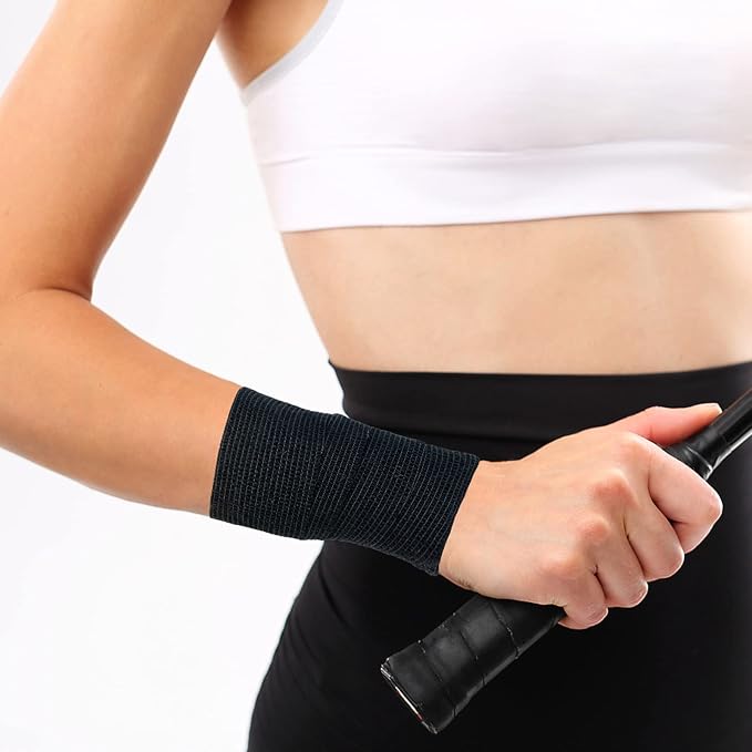 [24Pack 2" x5 Yards] Carbou-Self Adhesive Bandages Sports Wrap, Athletic Elastic Cohesive Bandage for Sports, Injuries, Treatments, and Recovery, First Aid Tape Vet Wrap for Cat, Dog Black