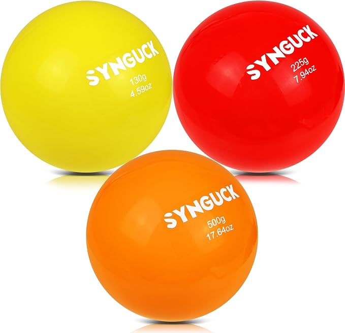 SYNGUCK 3 Pack Plyometric Weighted Balls for Baseball & Softball | 4.6/7.9/17.6 oz, Improve Power, Pitching, Hitting, Perfect for Yoga, Fitness, Plyometrics, All Skill Levels