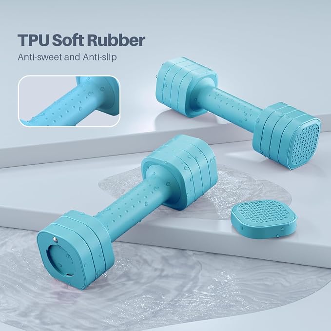 Zempox Hand Weights for Women at Home 2-5 lb Light Adjustable Dumbbells Set | Adjustable 2-5 lb(A Pair 4lb 6lb 8lb 10lb), 4-in-1 Design, TPU Soft Grip, Quick Weight Change, Compact for Home, Gym, Office