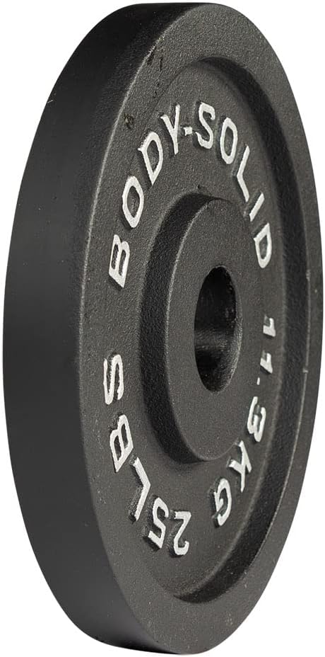Body-Solid Cast Iron Olympic Single Weight Plate - Free Weights, Dumbbell Plates, 2 Inch Standard Hole for Barbell