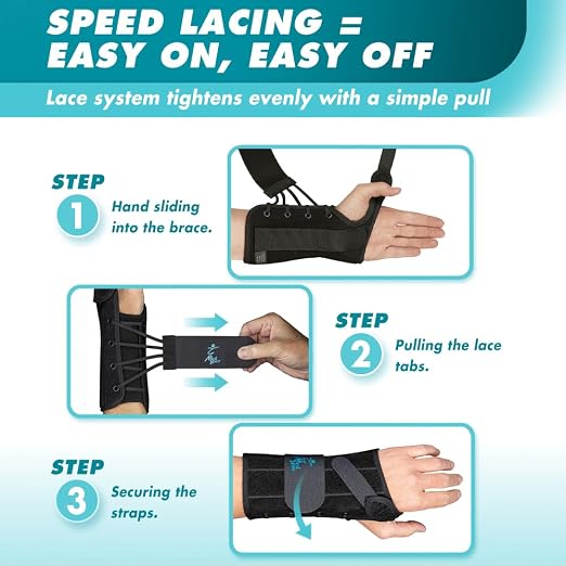Med Spec 8" Wrist Lacer Support Brace Carpal Tunnel Left Hand Large | Adjustable Lace-Up Design Delivers Breathable Secure Fit With Customizable Compression for Lasting Comfort & Support. 223925