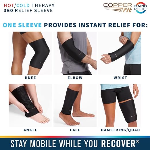 Copper Fit 360 Freeze Compression Sleeve (XX-Large) | Hot and cold compression sleeve for pain relief, swelling reduction, recovery, and joint support.