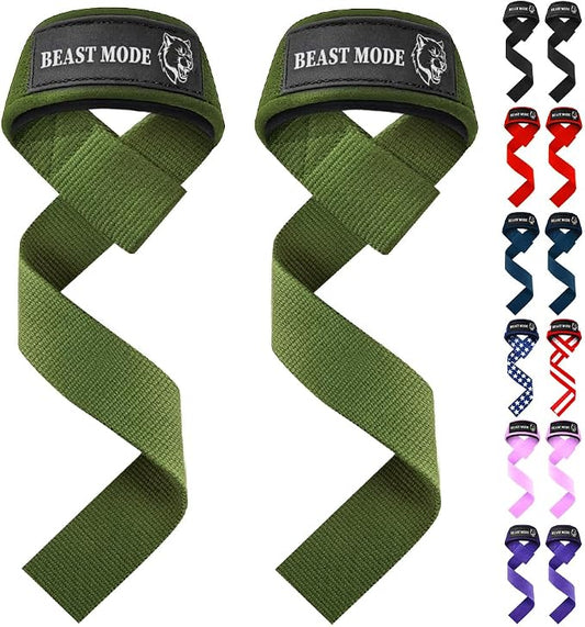 TECEUM Neoprene Padded Cotton Lifting Straps for Weightlifting, 1 Pair