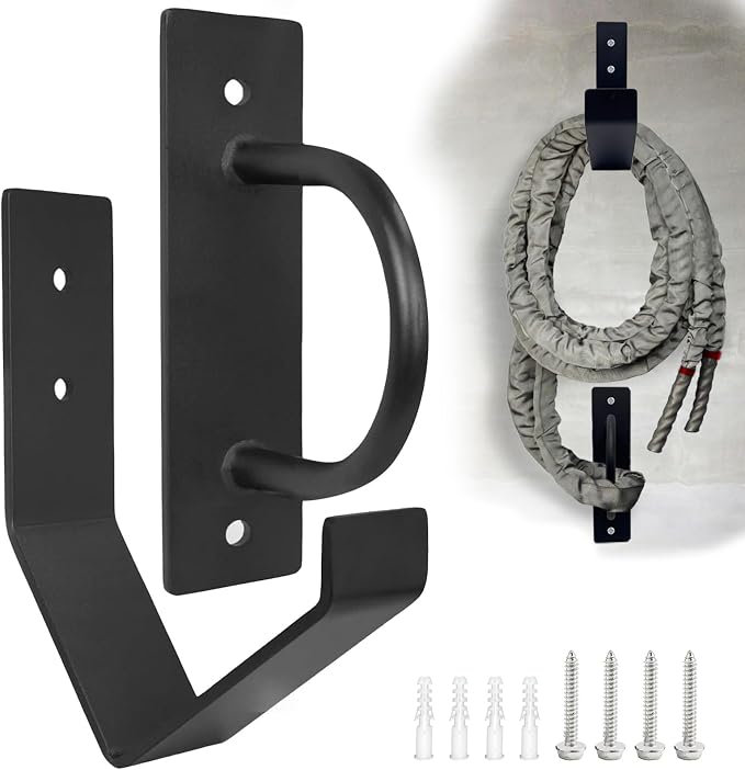Heavy Duty Battle Rope Anchor Kit Wall Mount | Wall Anchor & Storage Hook for 30-50FT 1-2.5 Inch Battle Ropes, Multi-Functional Wall Bracket for Home Commercial Gym Garage