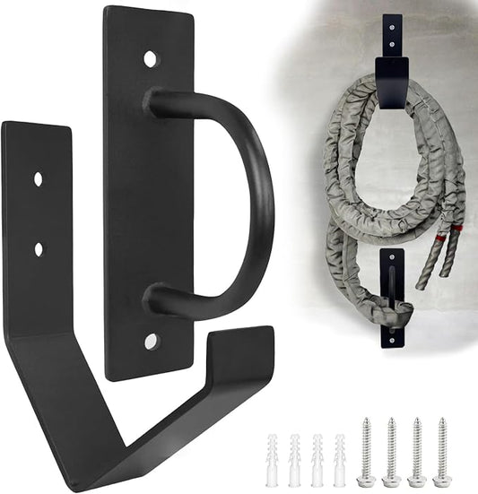 Heavy Duty Battle Rope Anchor Kit Wall Mount | Wall Anchor & Storage Hook for 30-50FT 1-2.5 Inch Battle Ropes, Multi-Functional Wall Bracket for Home Commercial Gym Garage