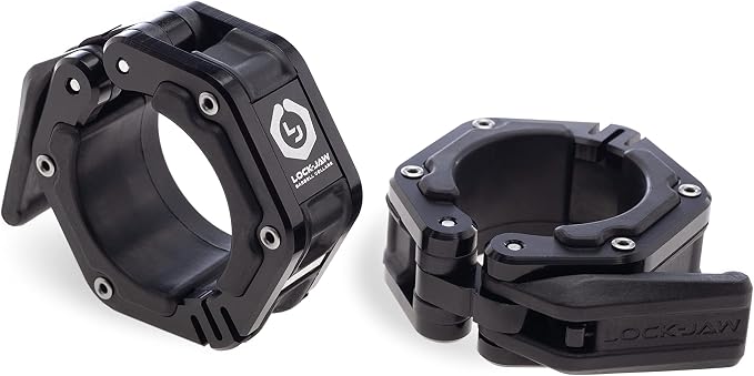 Lock-Jaw Flex Barbell Collars Olympic Barbell Clamps w/Magnet 2 Pcs – Heavy Duty Bar Clamps for 2” & 50mm Olympic Bars – Secure Weight Bar Clamps for Strength Training & Home Gym Accessories