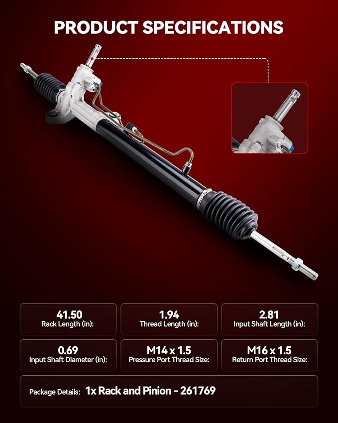 Torchbeam Power Steering Rack & Pinion Assembly Fit for 1996 1997 1998 1999 2000 Civic(Exc.Si), Hydraulic System Steering, Replaces OEM 26-1769