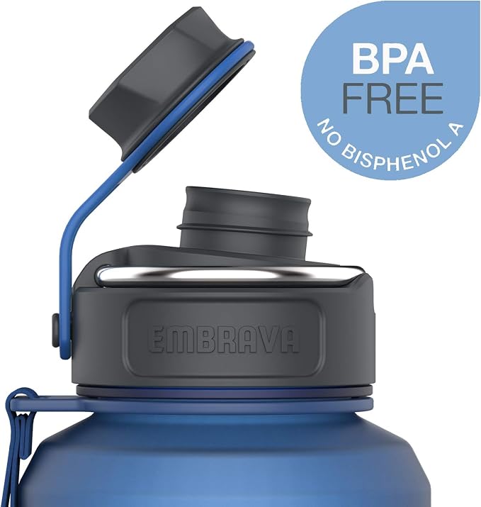 Embrava 40 oz Water Bottle - Large BPA Free Sports Bottle for Gym Hiking - Wide Mouth Leak Proof Fast Flow - Durable Reusable Tritan Plastic - Carry Ring - Sport Water Bottles for Men Women