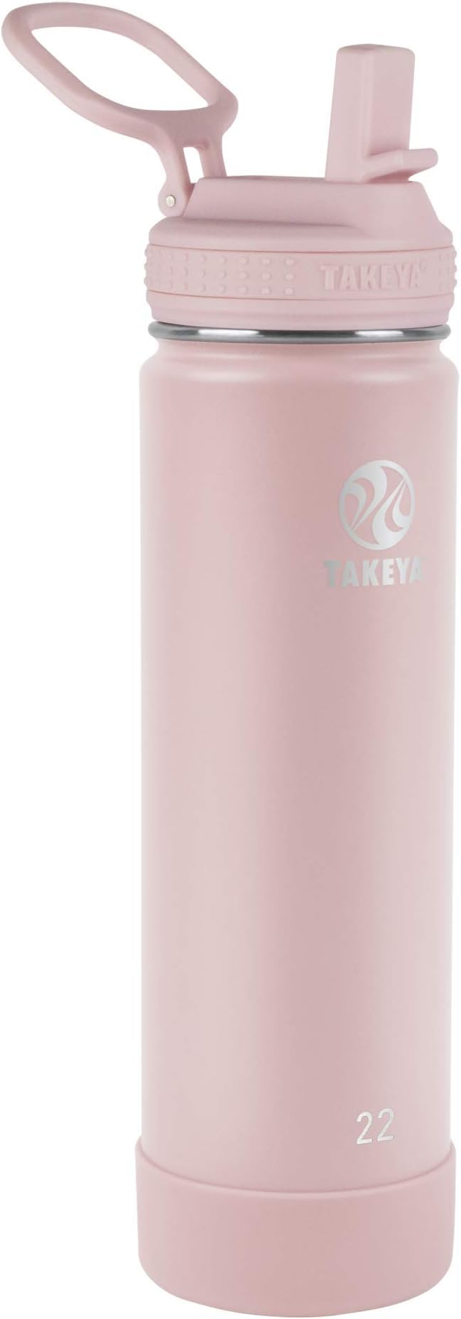 Takeya 22 oz Actives Stainless Steel Water Bottle with Straw Lid – Leakproof, Double-Wall Insulated, Keeps Drinks Cold 24 hrs/Hot 12 hrs, BPA-Free, Powder-Coated, Gym & Travel, Blush
