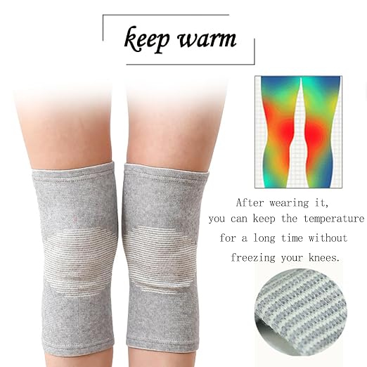 2 Pairs Bamboo Charcoal Compression Knee Sleeve (Gray+Black) (Large) | Bamboo charcoal polyester, Seamless design , Elastic support stabilizes joints. Relieves arthritis and knee pain