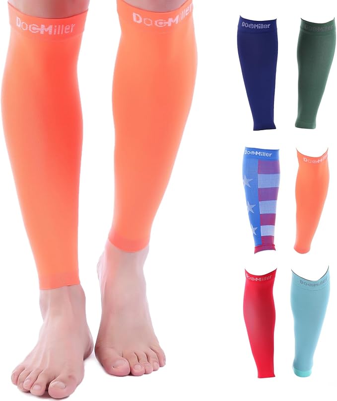 Doc Miller Compression Calf Sleeve for Men & Women, 20-30mmHg | Graduated Support for Running, Shin Splints, Calf Strain, Knee High, Small to 6XL Plus Size
