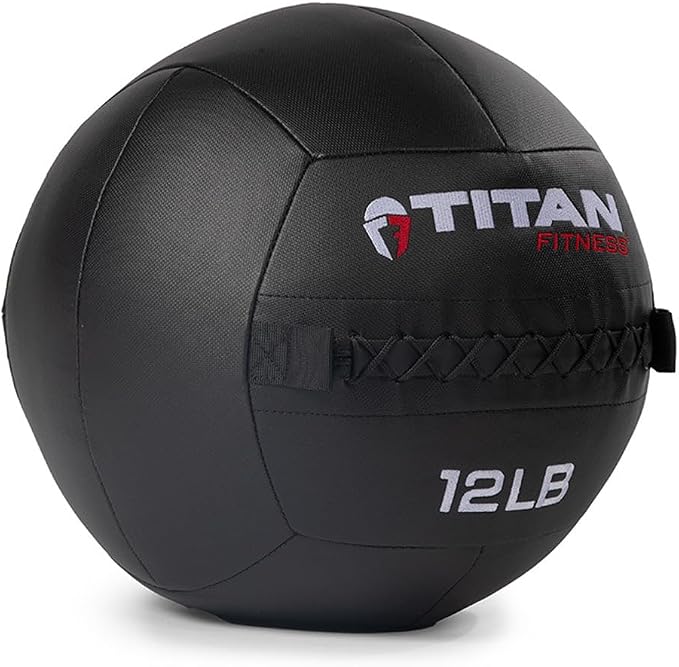 Titan Fitness LB Soft Shell Medicine Wall Ball with Poly-Composite Laminate Cross Texture Non-Slip Grip for Throwing, Core Strength, Floor Exercises, Stretching