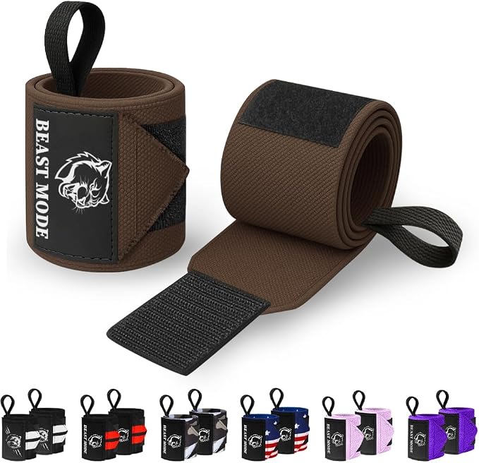 TECEUM Elastic Cotton Weightlifting Wrist Wraps with Thumb Loops, 1 Pair