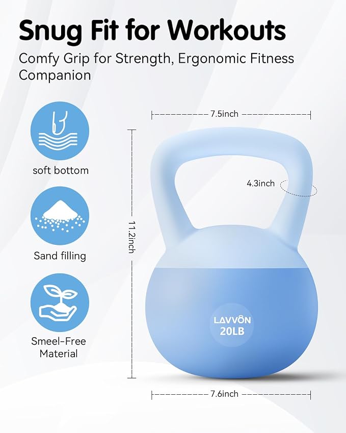 Soft Kettlebell - Cushioned Impact-Resistant Base and Anti-Slip | Kettle bell Anti-Slip Grip Weight for Home Workouts, Safe Strength Training Kettlebells Sets for Women& Men - Non-Slip Gloves